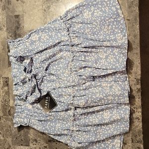 Medium blue and white floral skirt